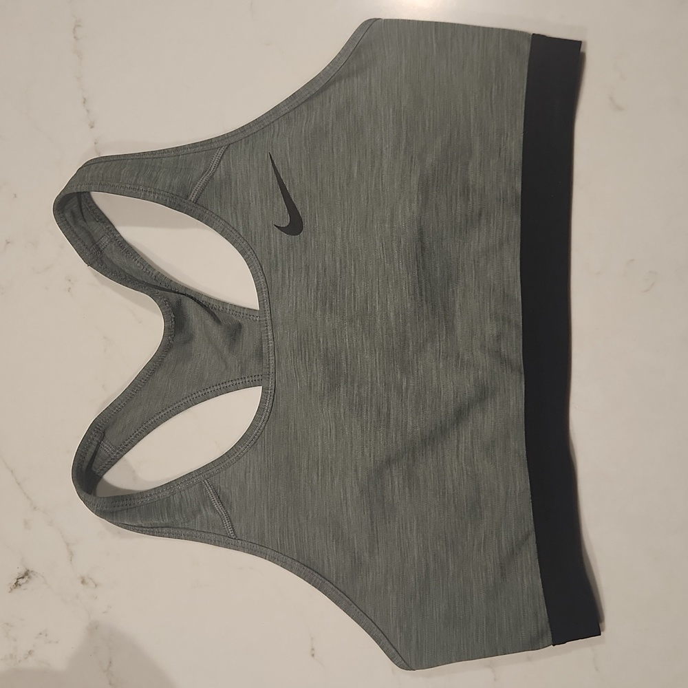 Heather gray Nike Dri-Fit sports bra, size L